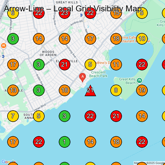 Arrow-Line Paving Contractor GeoGrid ranking map for Staten Island NY